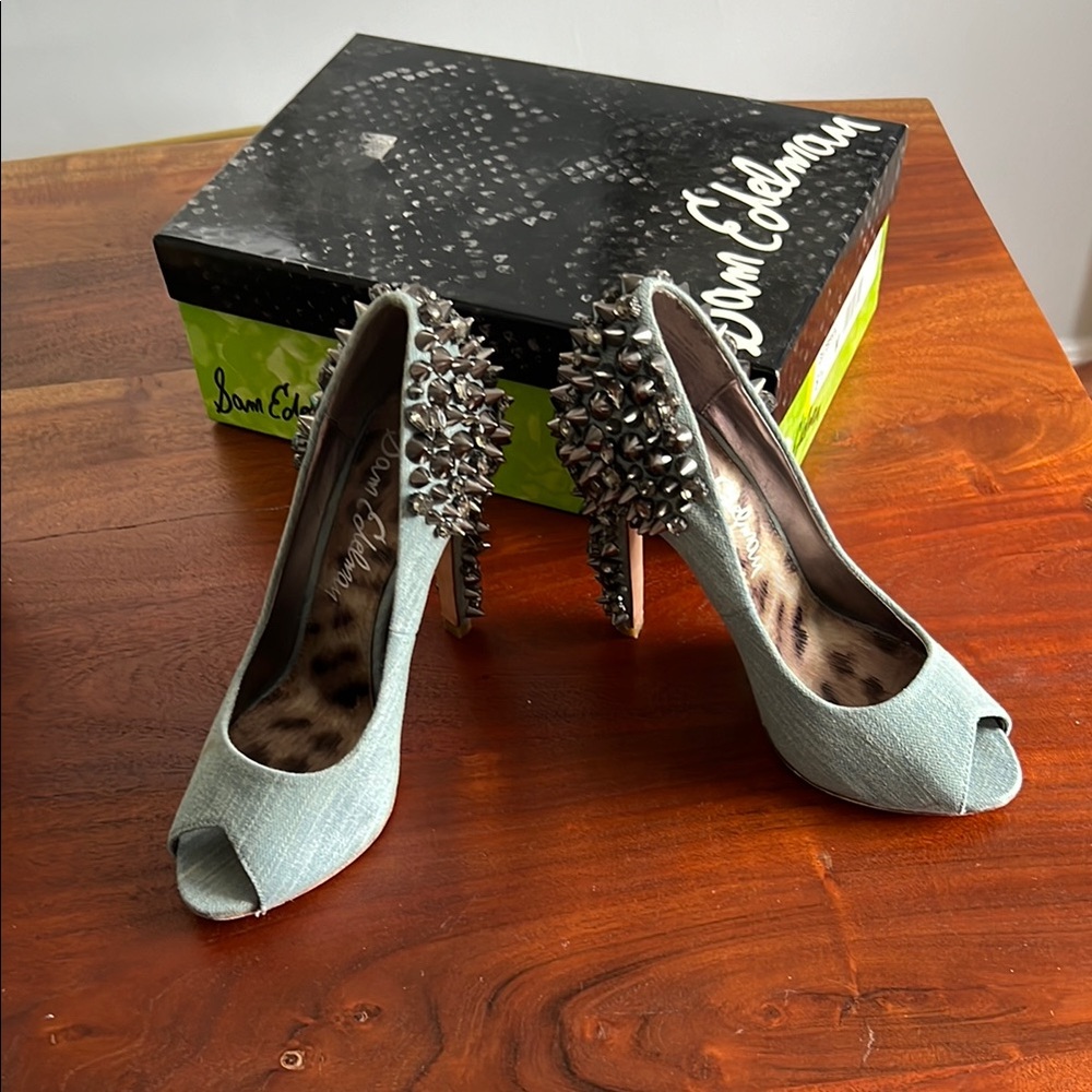 Sam Edelman Silver Peep Toe Heels